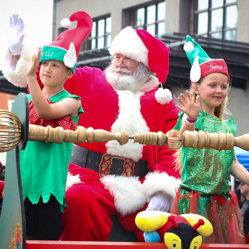 Santa on his sleigh at the Howick Santa Parade