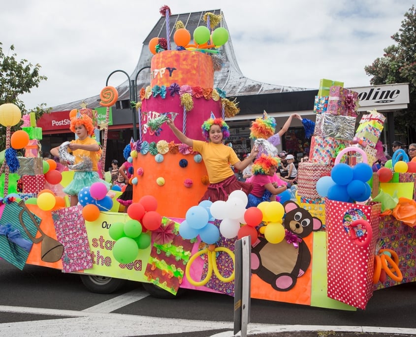Fun and colourful Parade float